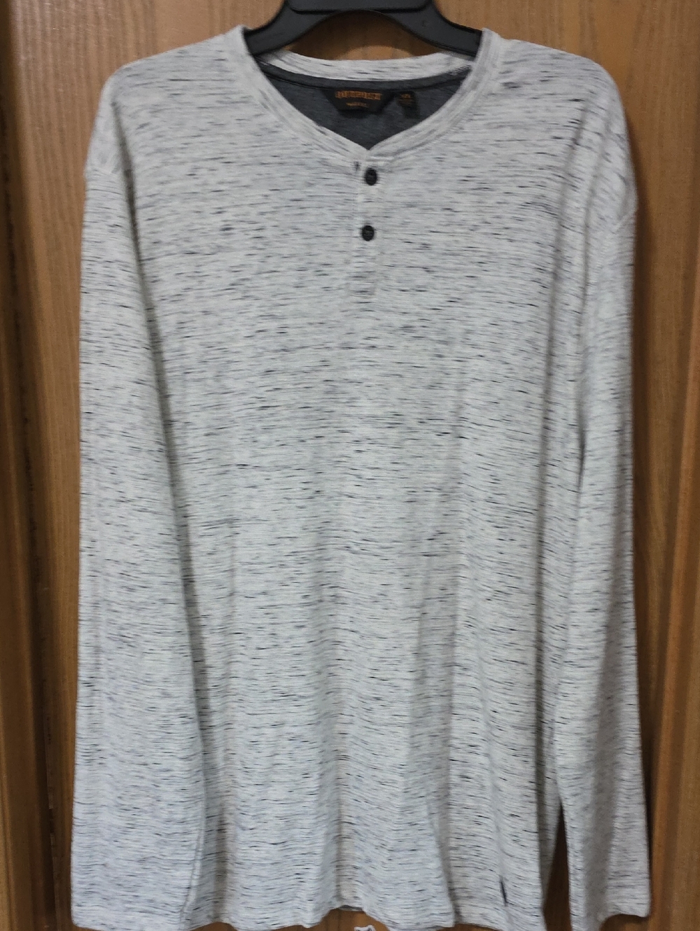 Light Gray Speckled Henley Long Sleeve Shirt - Unbranded